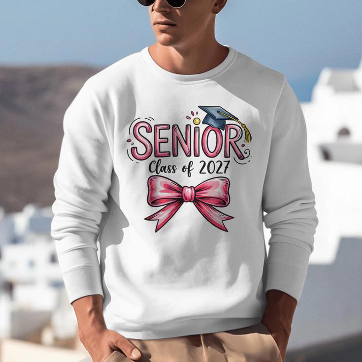 Senior Class Of 2027 Coquette Pink Bow Graduation 2027 Girls Unisex Sweatshirt