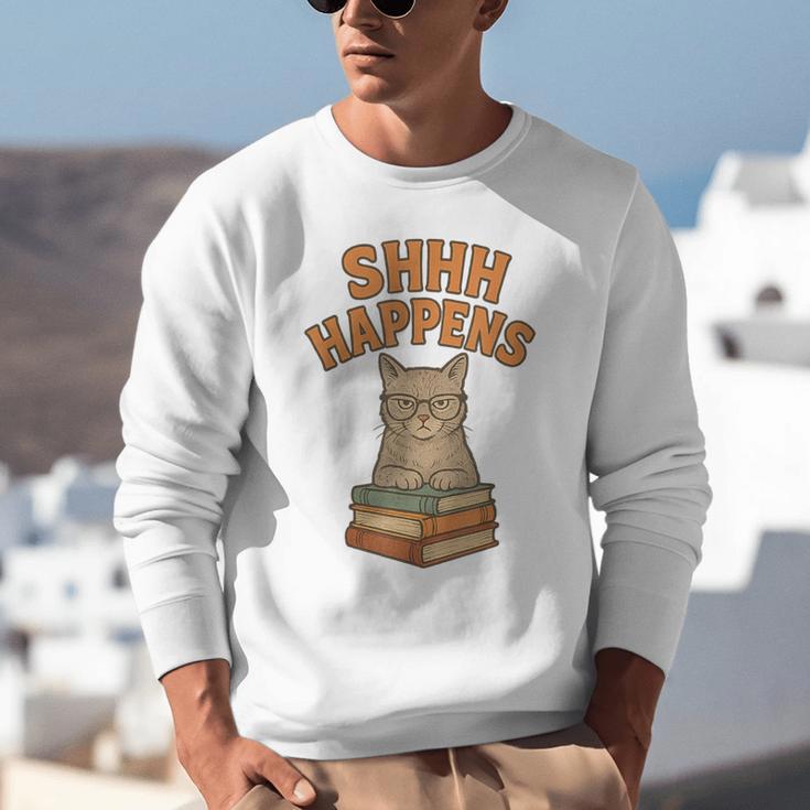 SHHH Happens Librarian Cat Books Library Unisex Sweatshirt SHHH Happens Librarian Cat Books Library Unisex Sweatshirt