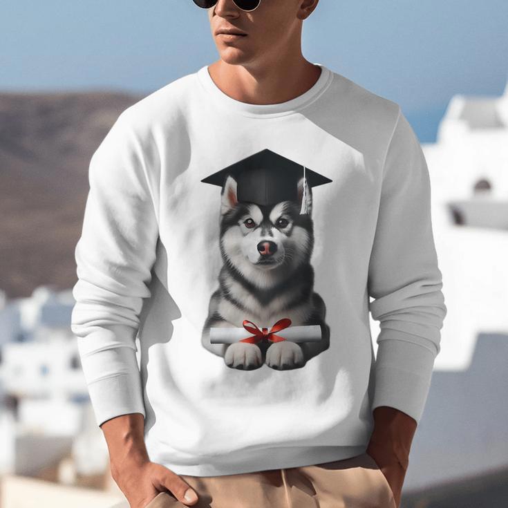 Siberian Husky Dog Graduation Cap Training School Graduate Men Women Kids Unisex Sweatshirt