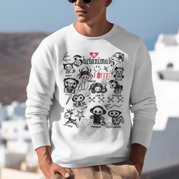 Skelanimals I Bite Vintage Retro Dead Pet Textbook Collage Unisex Sweatshirt