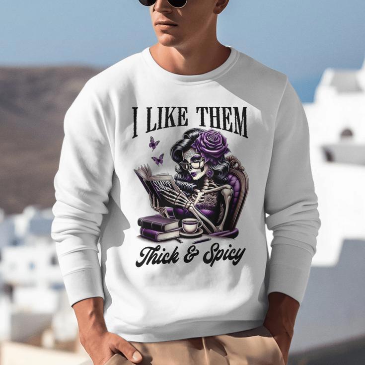 Smut Reader Spicy Book Romance I Like Them Thick & Spicy Unisex Sweatshirt