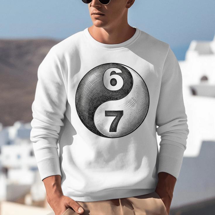 Vintage 6 7 Sketch Yin Yang Namaste Six Seven Nostalgia Unisex Sweatshirt