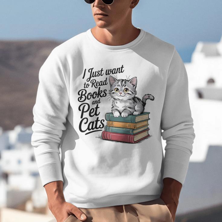Vintage I Just Want To Read Books And Pet Cats Cat Raglan Baseball Tee Unisex Sweatshirt Vintage I Just Want To Read Books And Pet Cats Cat Raglan Baseball Tee Unisex Sweatshirt