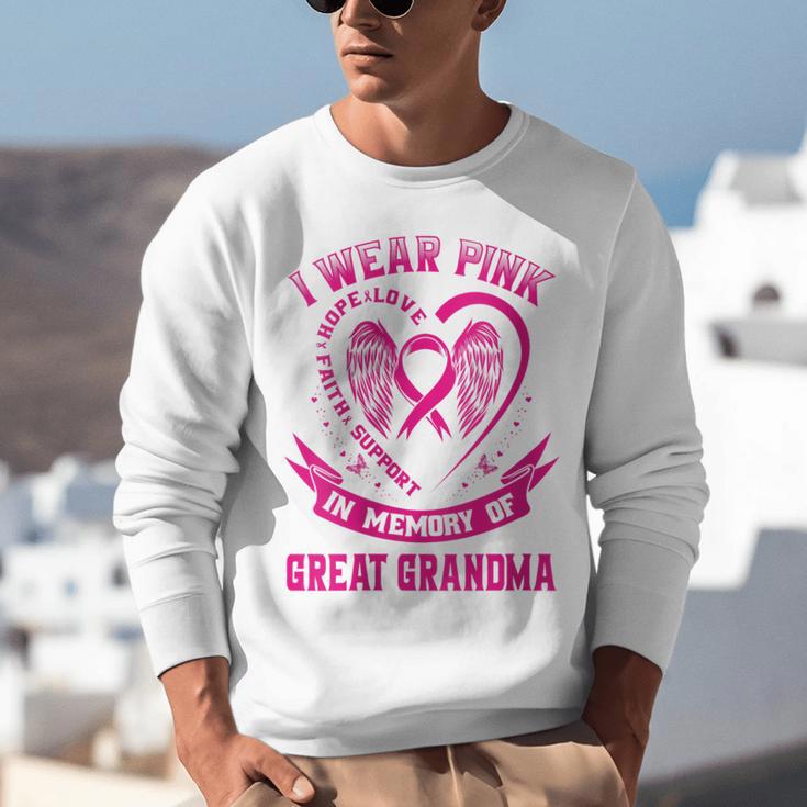 I Wear Pink In Memory Of Great Grandma Breast Cancer Graphic Unisex Sweatshirt I Wear Pink In Memory Of Great Grandma Breast Cancer Graphic Unisex Sweatshirt