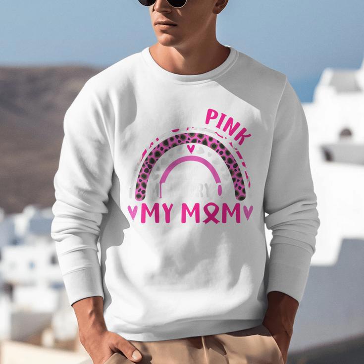 I Wear Pink In Memory Of My Mom Breast Cancer Awareness Raglan Baseball Tee Unisex Sweatshirt