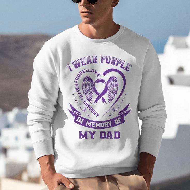 I Wear Purple In Memory Of My Dad Alzheimers Awareness Heart Unisex Sweatshirt I Wear Purple In Memory Of My Dad Alzheimers Awareness Heart Unisex Sweatshirt