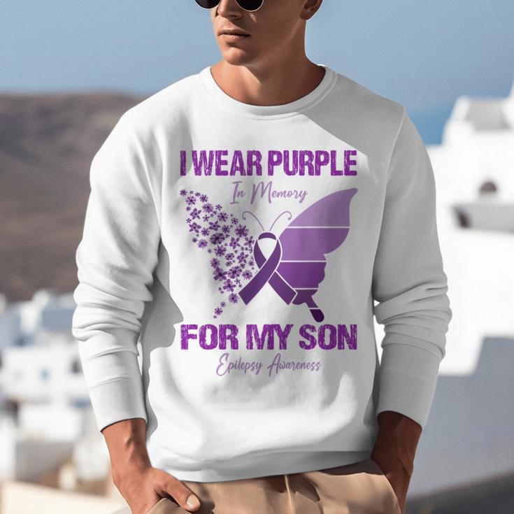 I Wear Purple In Memory For My Son Epilepsy Awareness Ribbon Unisex Sweatshirt