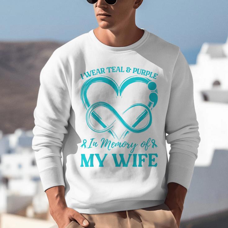 I Wear Teal & Purple In Memory Of My Wife Unisex Sweatshirt I Wear Teal & Purple In Memory Of My Wife Unisex Sweatshirt