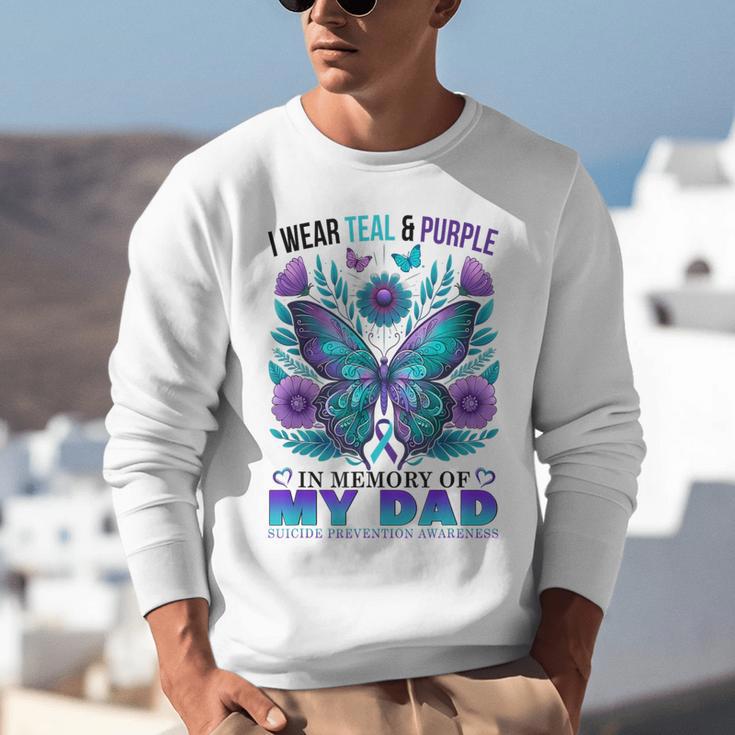 I Wear Teal Purple In Memory Of My Dad Suicide Awareness Unisex Sweatshirt