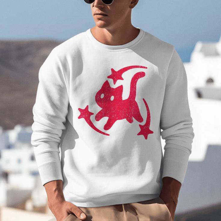 Yk2 Grunge Scary Cat With Shooting Stars 90s Nostalgia Unisex Sweatshirt Yk2 Grunge Scary Cat With Shooting Stars 90s Nostalgia Unisex Sweatshirt