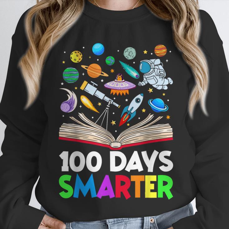 100th Day Of School Astronaut Books Space 100 Days Smarter Unisex Sweatshirt