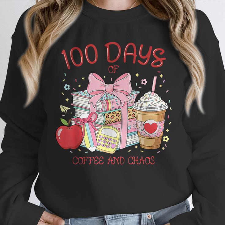 100th Day Of School Teachers 100 Days Of Coffee Chaos Books Unisex Sweatshirt