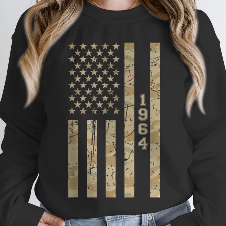 1964 Year Nostalgia Desert Camo Distressed American Flag Unisex Sweatshirt