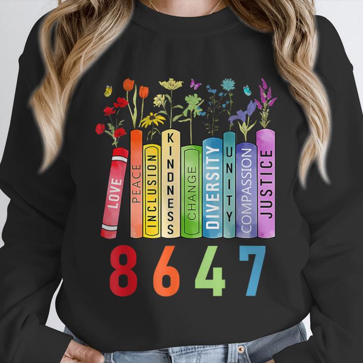 8647 Equal Rights Book Flower Trump Women Rights Feminist Unisex Sweatshirt