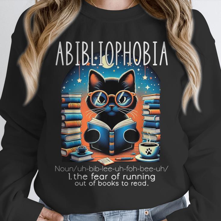 Abibliophobia Cat Reading Bookworm Reader Nerd For Men Women Girls Kids Unisex Sweatshirt Abibliophobia Cat Reading Bookworm Reader Nerd For Men Women Girls Kids Unisex Sweatshirt