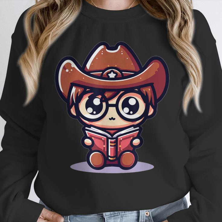 Adorable Book Lover Cowboy With Reading Glasses Cute Unisex Sweatshirt