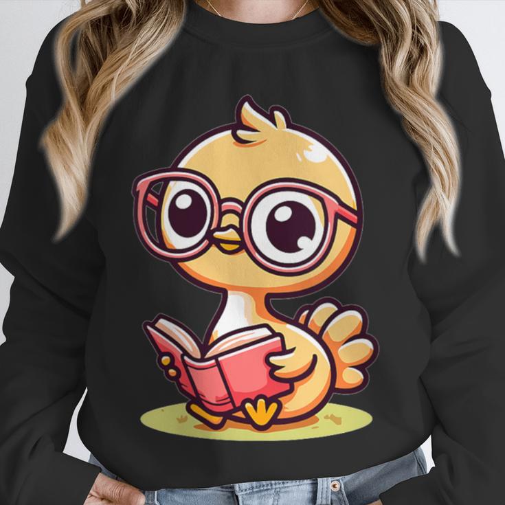 Adorable Book Lover Ostrich With Reading Glasses Cute Unisex Sweatshirt