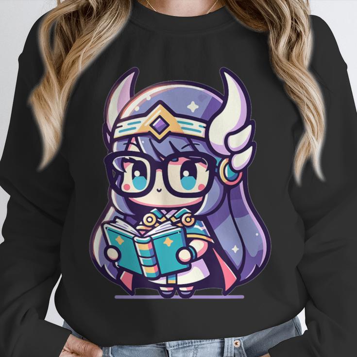 Adorable Book Lover Valkyrie With Reading Glasses Cute Unisex Sweatshirt
