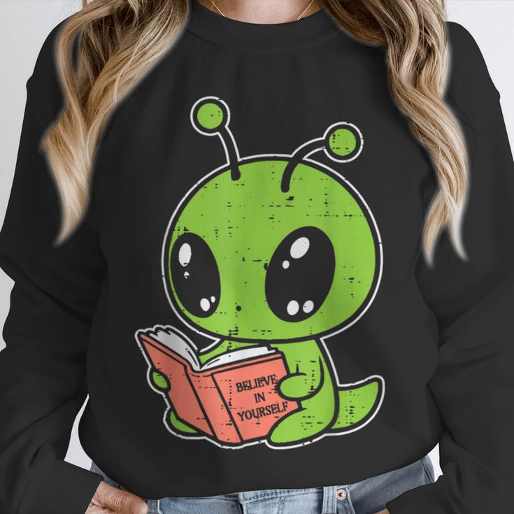 Alien Reading Book Believe In Yourself Kids Women Men Unisex Sweatshirt