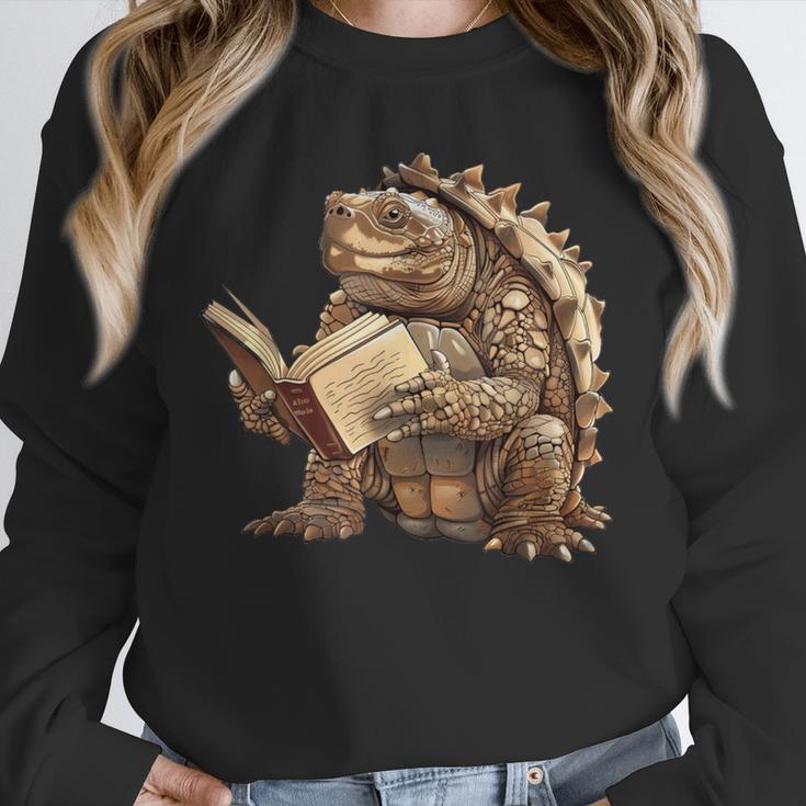 Alligator Snapping Turtle Reading A Book Unisex Sweatshirt