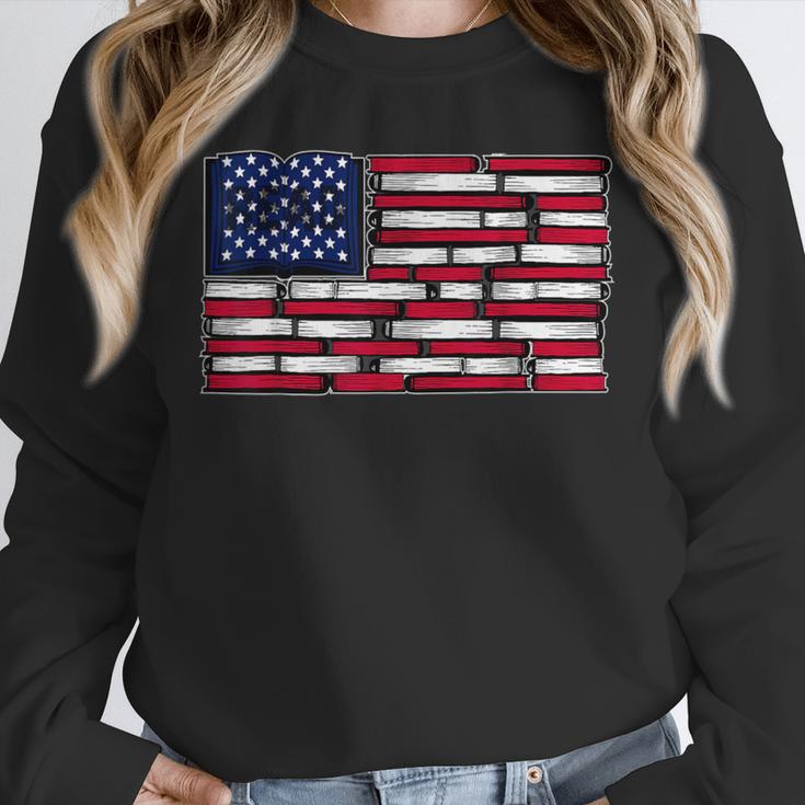 America US Flag Books Library Reading For Book Lover Reader Unisex Sweatshirt