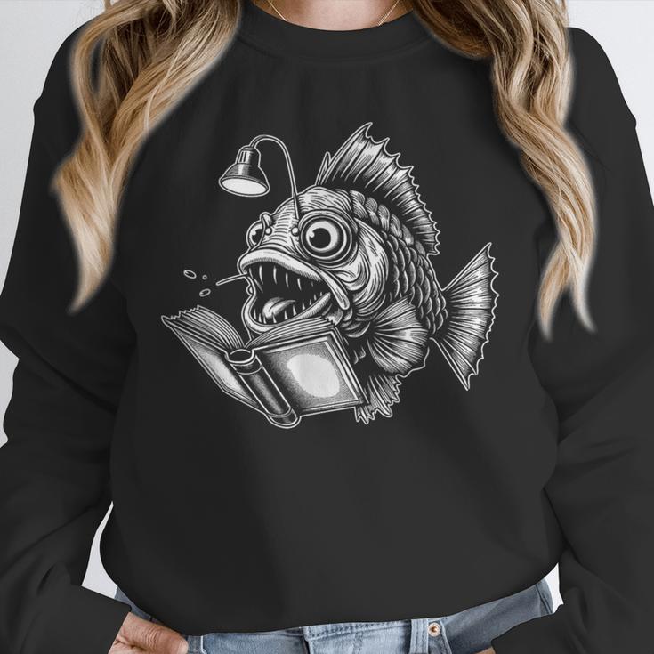 Anglerfish Reading Book Art Unisex Sweatshirt