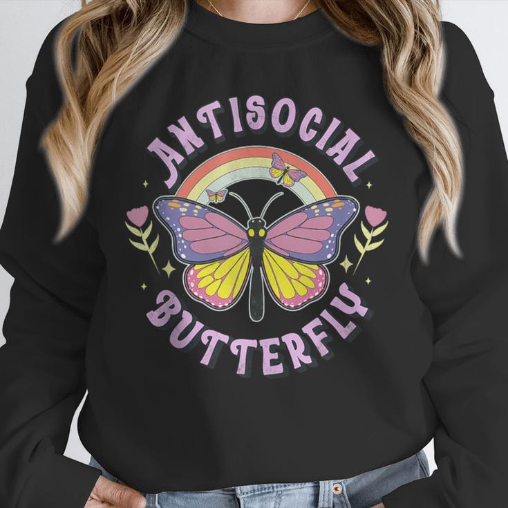 Antisocial Butterfly Groovy t For Introvert Men Women Girls Unisex Sweatshirt