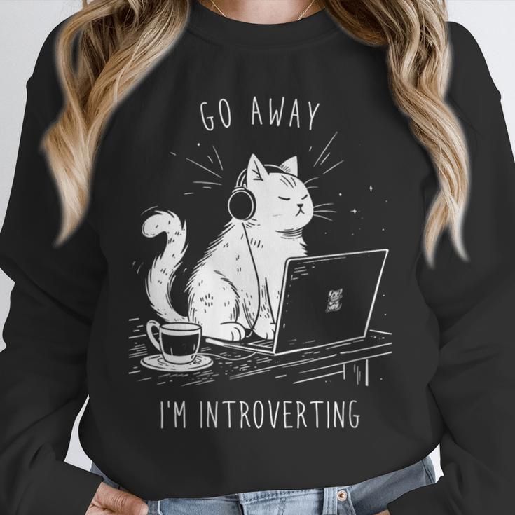 Antisocial Introvert Cat With Coffee On Computer Emo Goth Unisex Sweatshirt Antisocial Introvert Cat With Coffee On Computer Emo Goth Unisex Sweatshirt