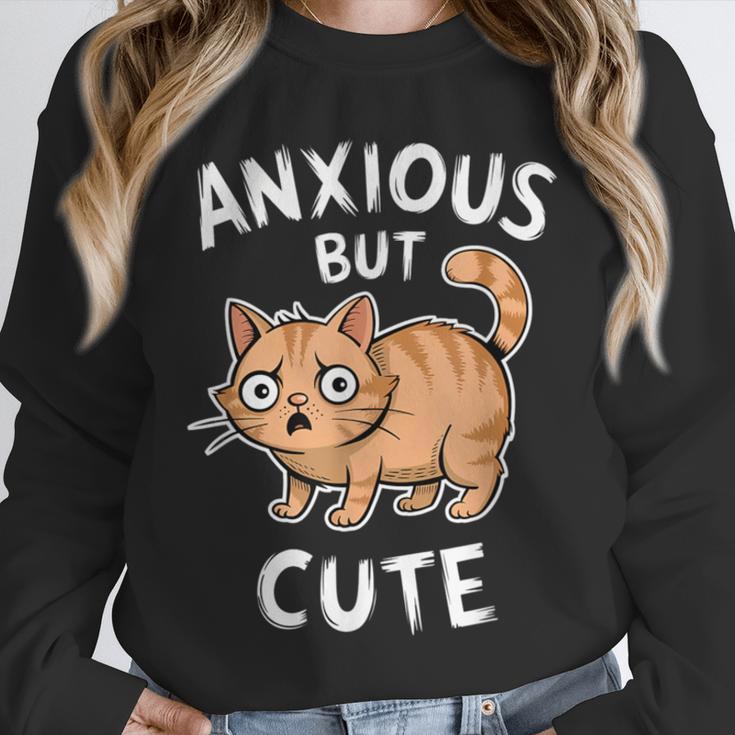 Anxious But Cute Anxiety Meme Cat Lover Introvert For Men Women Unisex Sweatshirt Anxious But Cute Anxiety Meme Cat Lover Introvert For Men Women Unisex Sweatshirt