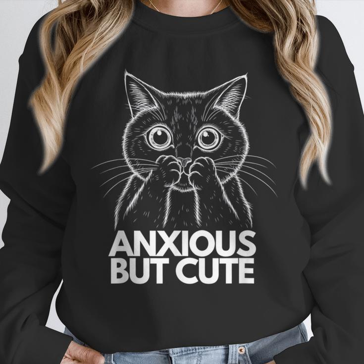Anxious But Cute Anxiety Meme Cat Lover Introvert Unisex Sweatshirt Anxious But Cute Anxiety Meme Cat Lover Introvert Unisex Sweatshirt