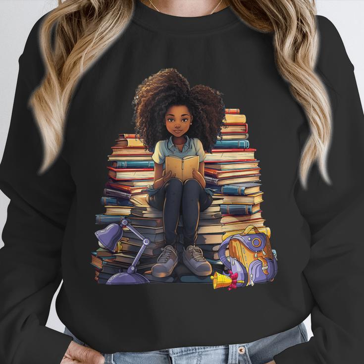 Back To School Afro Melanin Girl Reading Book Bookworm Unisex Sweatshirt