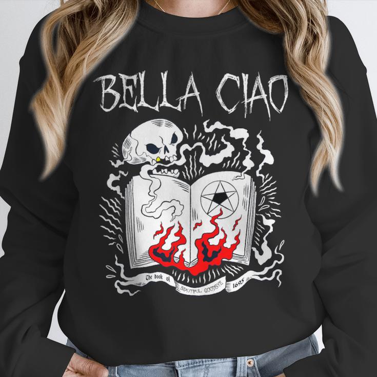 Bella Ciao Goodbye Beautiful Skull Book Of Dark Magic Occult Unisex Sweatshirt