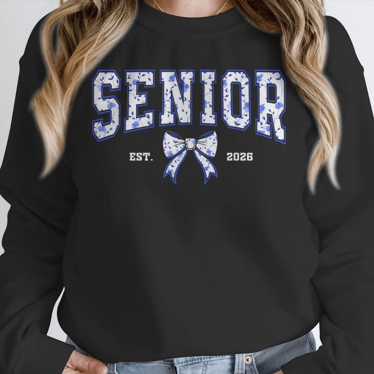 Blue Bow Coquette Floral Senior 2026 Graduation Class Unisex Sweatshirt