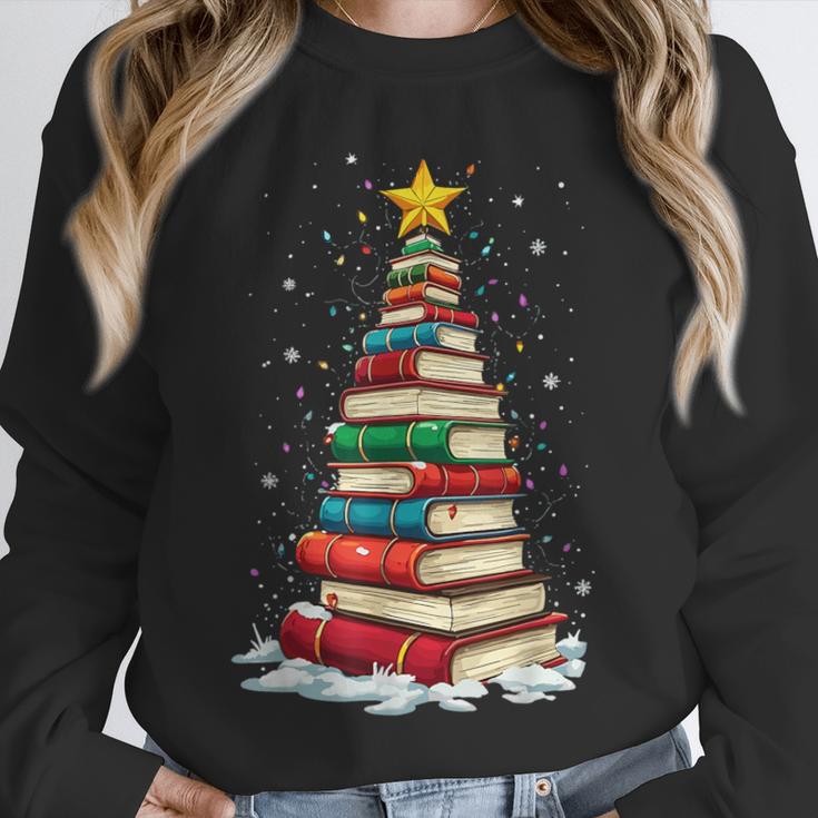Book Christmas Tree Book Lover Teacher Librarian Unisex Sweatshirt