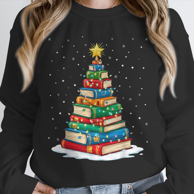 Book Christmas Tree Xmas Lights Book Lover Teacher Librarian Unisex Sweatshirt