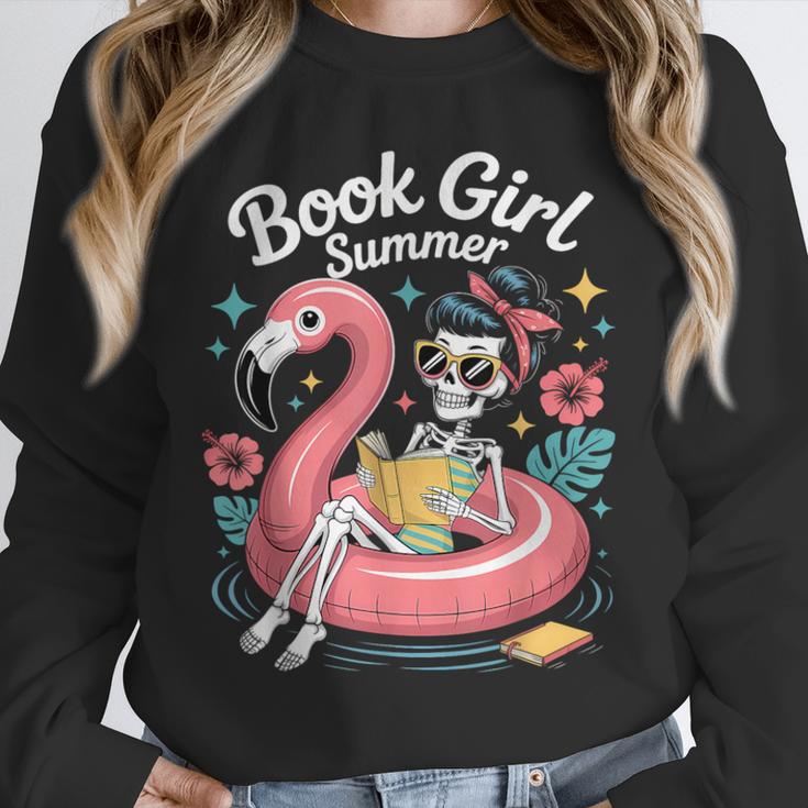 Book Girl Summer Skeleton Reading Books Lovers Beach Unisex Sweatshirt
