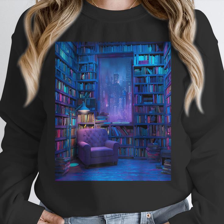Book Library Bookshelf Armchair Window Pattern Print Unisex Sweatshirt Book Library Bookshelf Armchair Window Pattern Print Unisex Sweatshirt