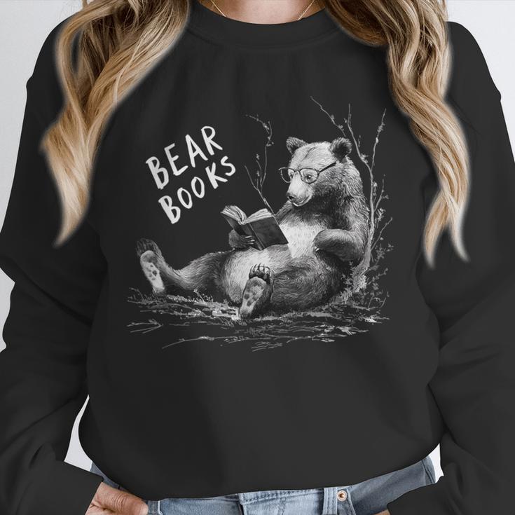 Book Lover Bear Cozy Reading Bear Graphic Bear Books Unisex Sweatshirt