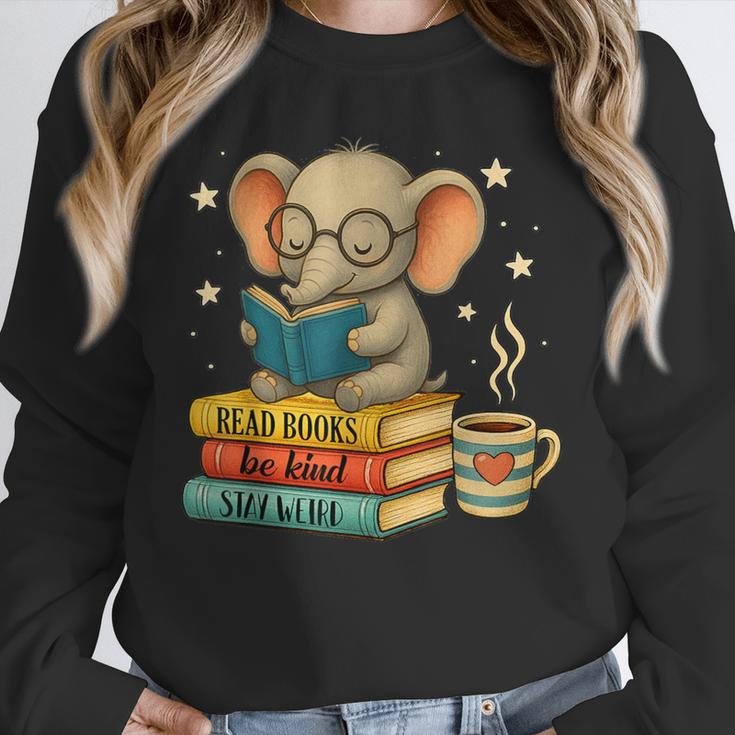 Book Lover Elephant Reading Books Library Read Books Be Kind Unisex Sweatshirt