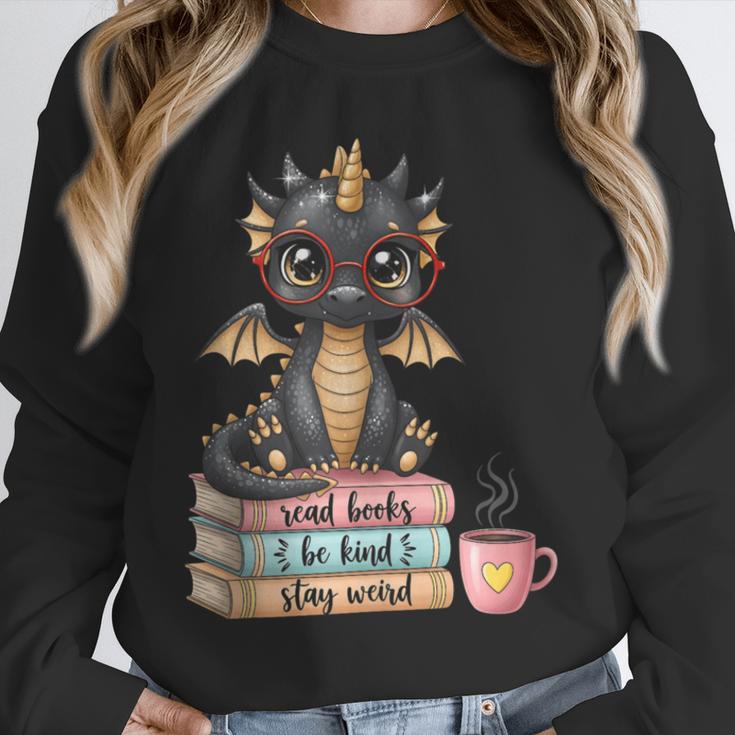 Book Lover Stay Weird Be Kind Read Books Baby Dragon Unisex Sweatshirt