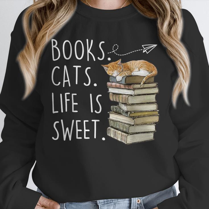 Book Lovers Books Cats Life Is Sweet Cat Lover Unisex Sweatshirt Book Lovers Books Cats Life Is Sweet Cat Lover Unisex Sweatshirt