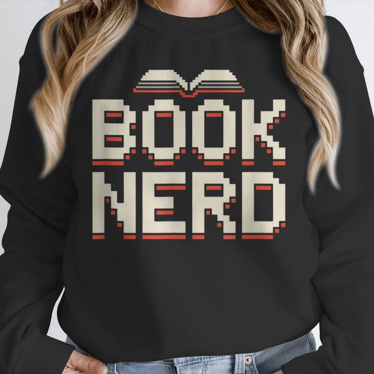 Book Nerd Retro Pixel Reading Librarian Aesthetic Unisex Sweatshirt