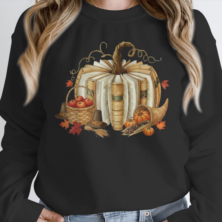 Book Pumpkin Fall Reading Thanksgiving Teacher Librarian Unisex Sweatshirt