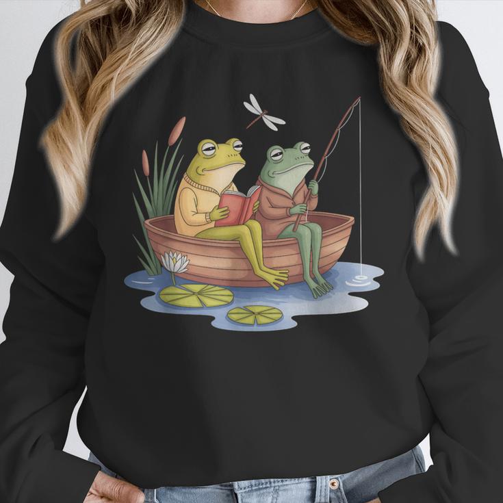 Book Shirt Frog Toad Fishing Vintage Book Frog Unisex Sweatshirt