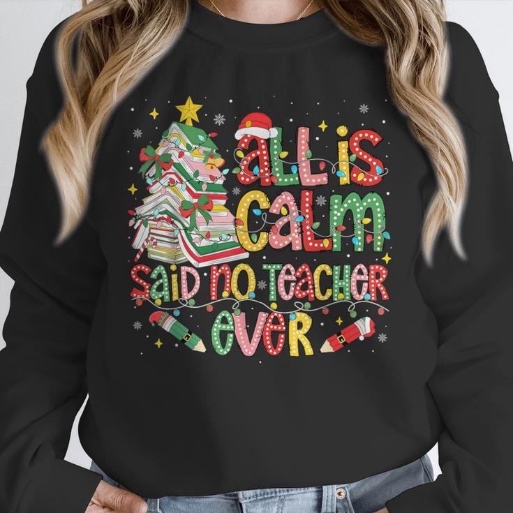 Book Tree All Is Calm Said No Teacher Ever Christmas Unisex Sweatshirt