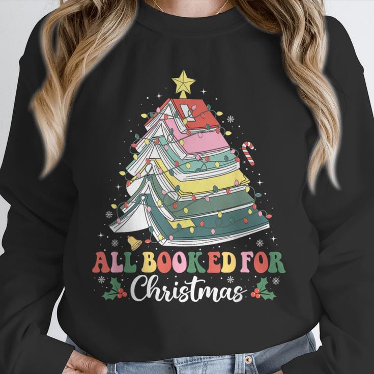 All Booked For Christmas Book Tree Lights Christmas Library Unisex Sweatshirt