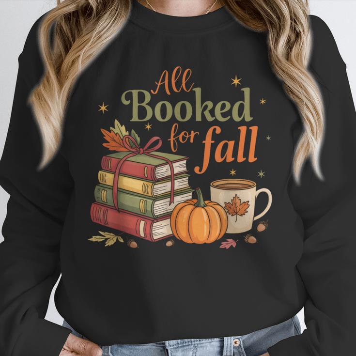 All Booked For Fall Books Coffee Fall Leaves Pumpkins Autumn Unisex Sweatshirt