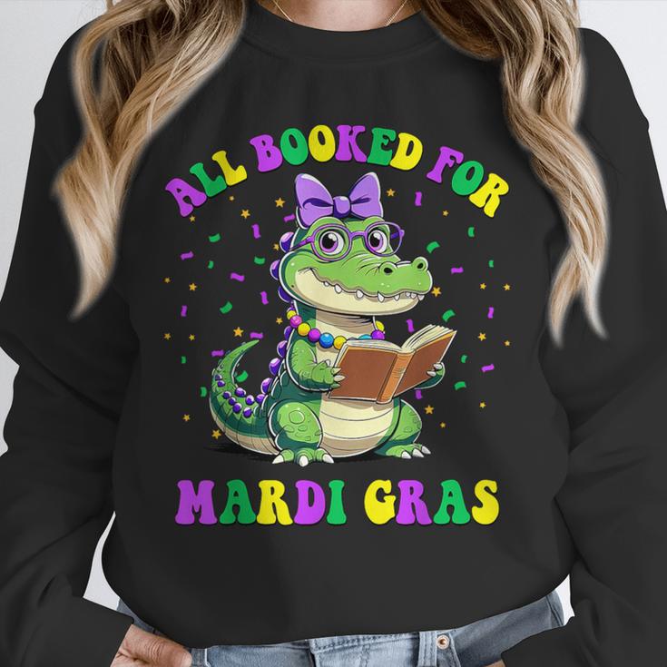 All Booked For Mardi Gras Crocodile Reading Book Teacher Unisex Sweatshirt