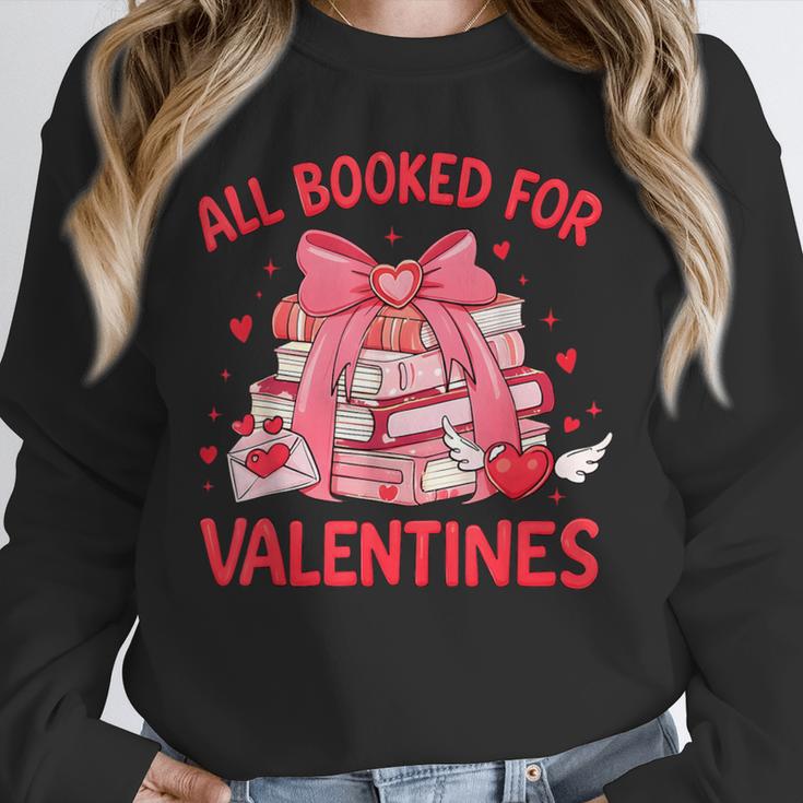 All Booked For Valentine Bow Books Lover Teacher Girl Women Unisex Sweatshirt