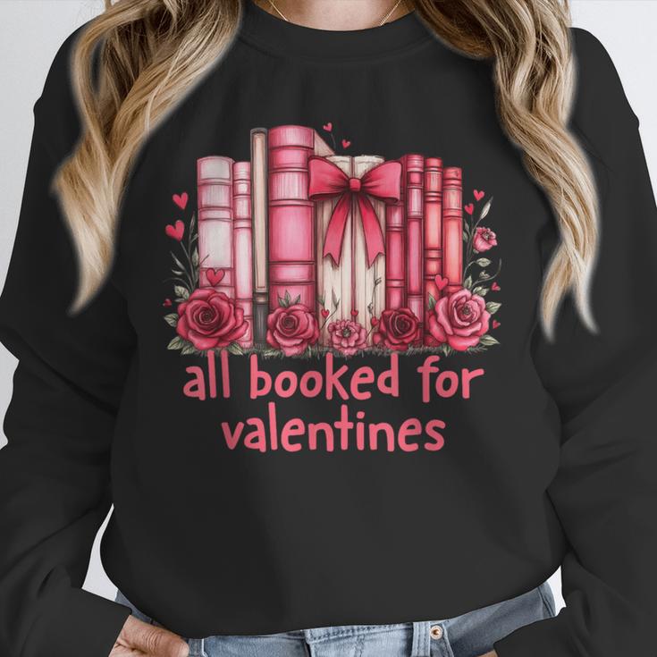 All Booked For Valentines Coquette Bow Book Lover Bookworm Unisex Sweatshirt
